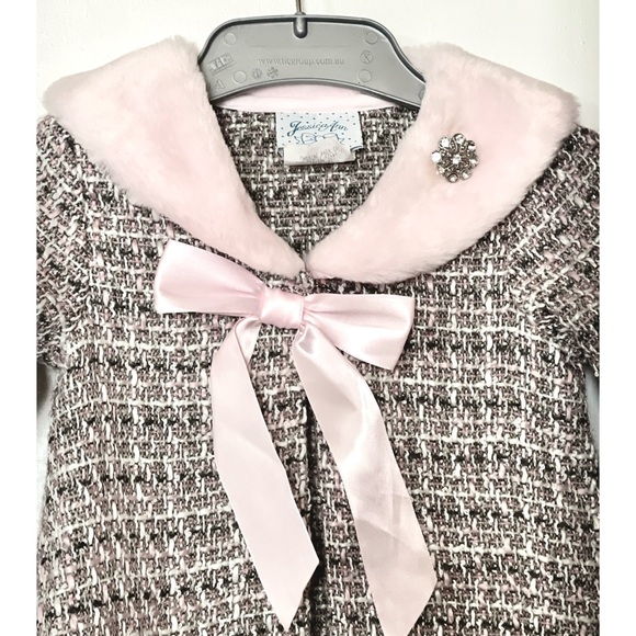 Girl’s Jessica Ann Coat Pink Faux Fur Collar Size 12 Months - Picture 3 of 4